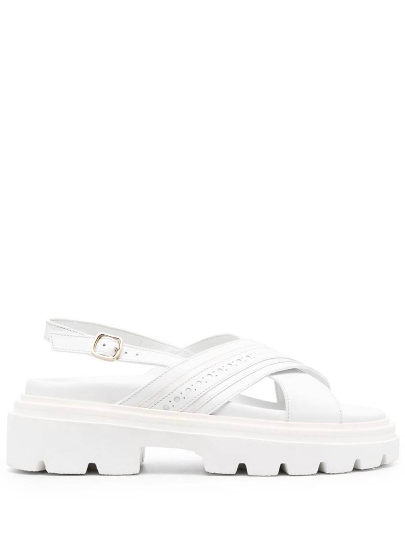 Santoni logo-embossed chunky leather sandals - White von Santoni