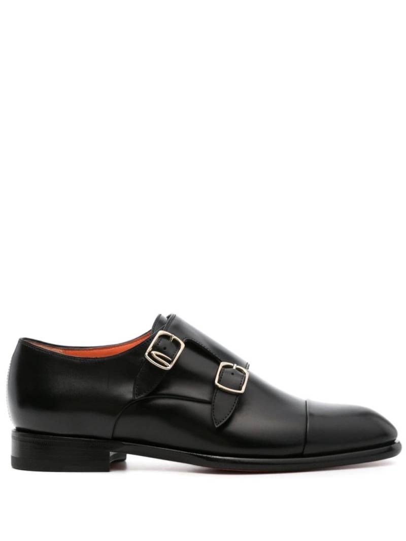 Santoni logo-plaque leather loafers - Black von Santoni