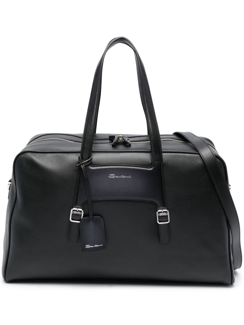 Santoni logo-print leather holdall - Black von Santoni