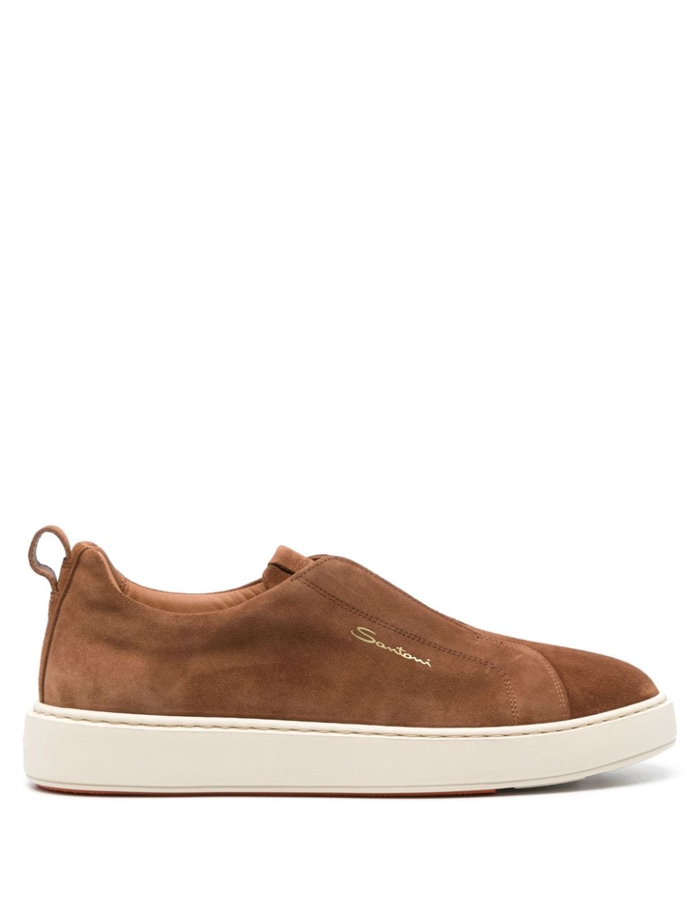 Santoni logo-print suede sneakers - Brown von Santoni