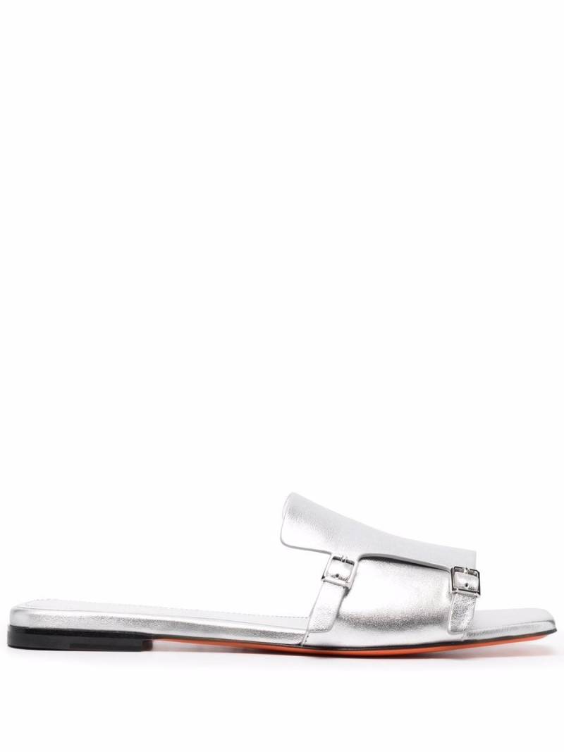 Santoni metallic slip on leather sandals - Silver von Santoni