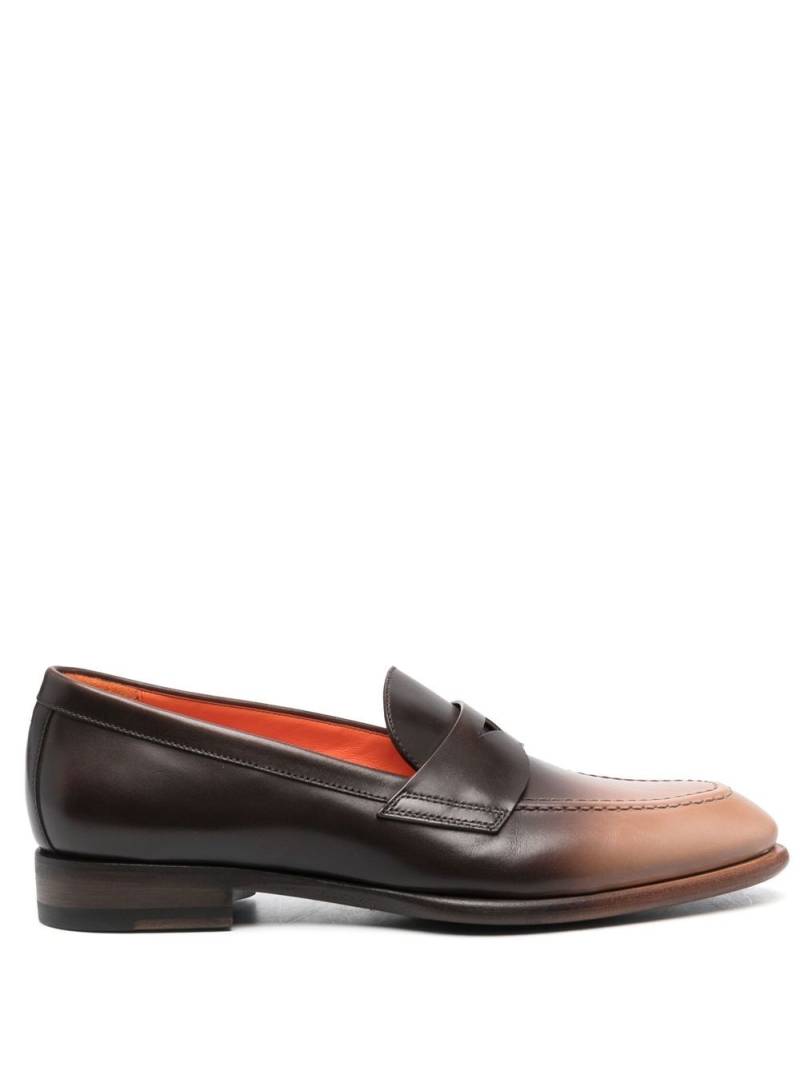 Santoni ombré-effect leather loafers - Brown von Santoni