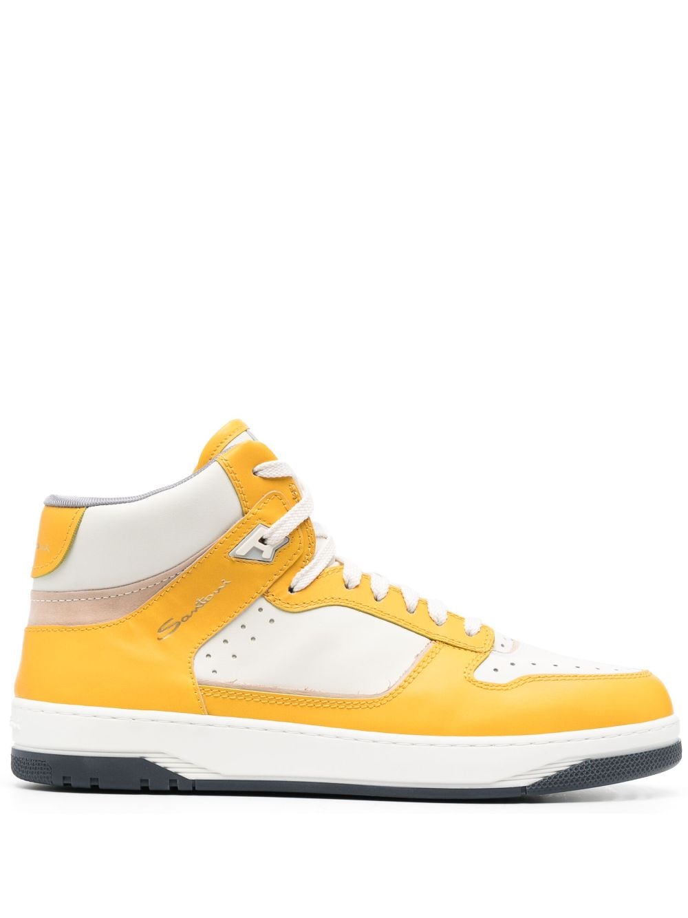 Santoni panelled hi-top leather sneakers - Yellow von Santoni