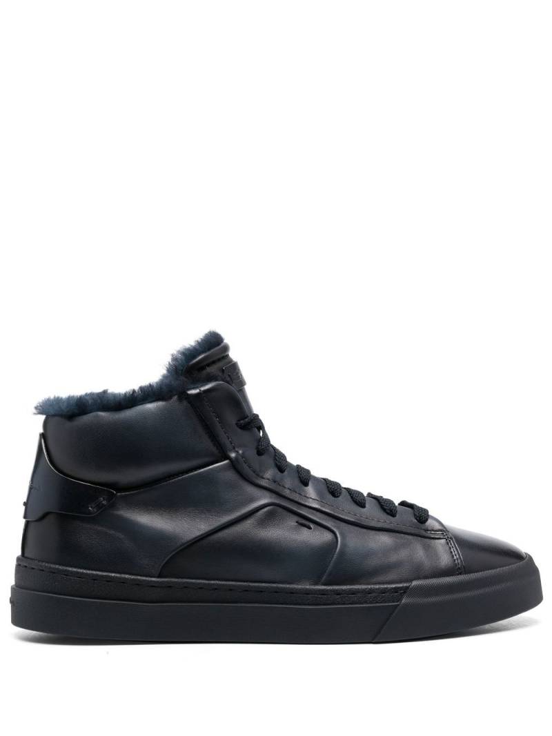 Santoni panelled high-top leather sneakers - Blue von Santoni