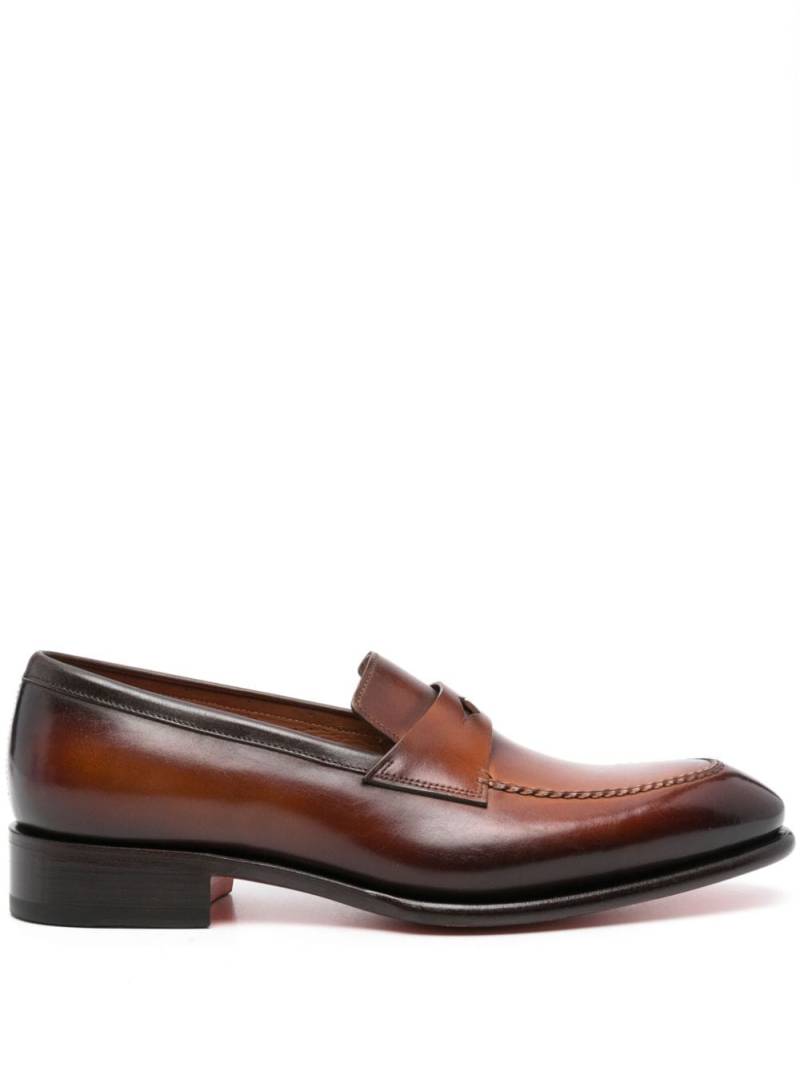 Santoni penny-slot leather loafers - Brown von Santoni