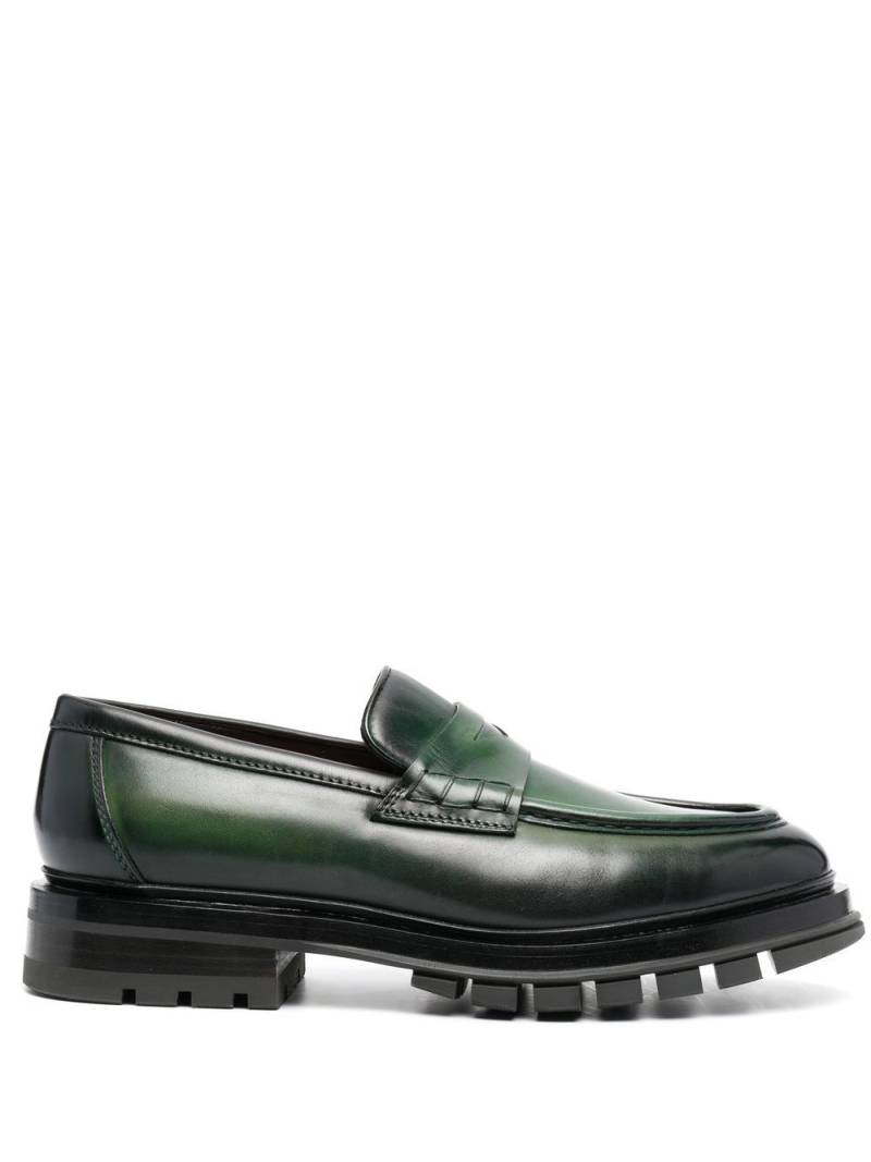 Santoni penny-slot leather loafers - Green von Santoni