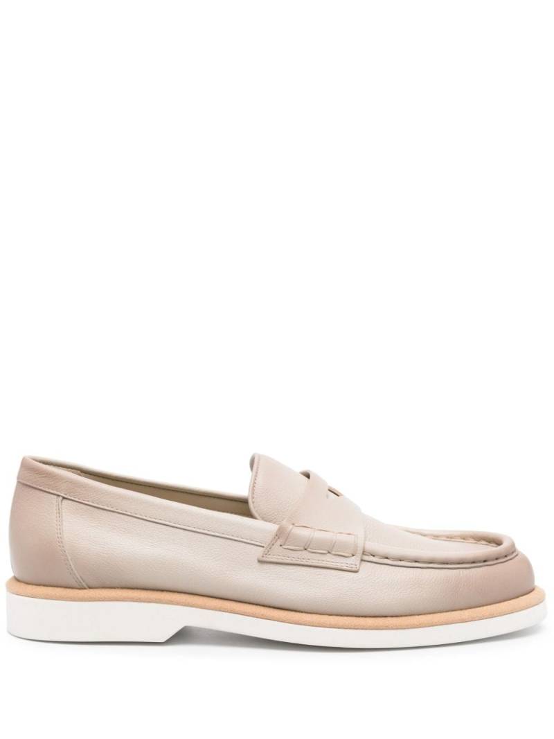 Santoni penny-slot leather loafers - Neutrals von Santoni