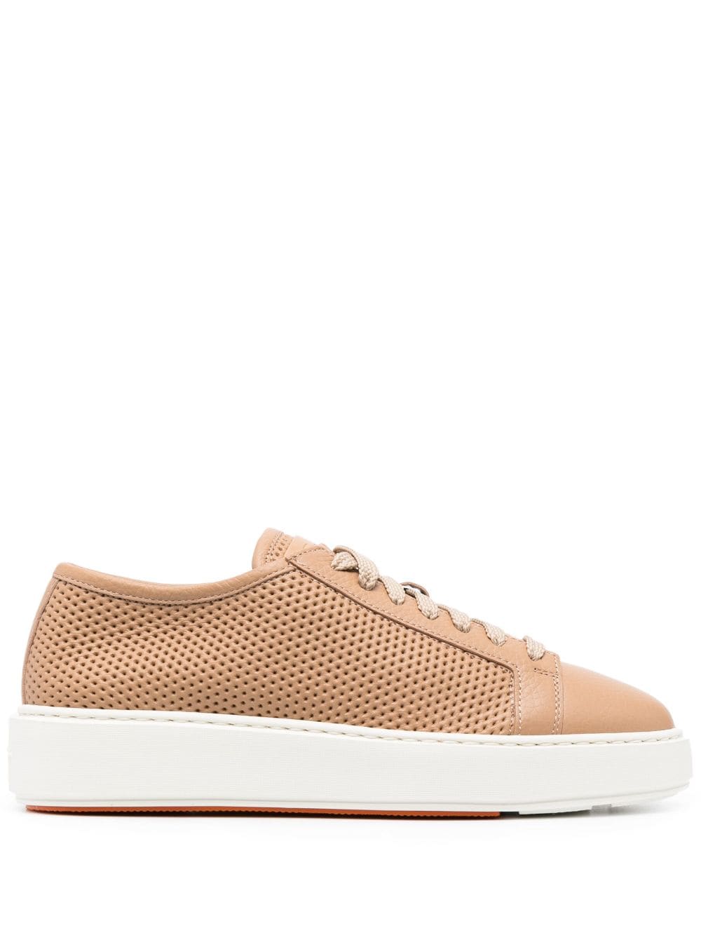 Santoni perforated-design leather sneakers - Neutrals