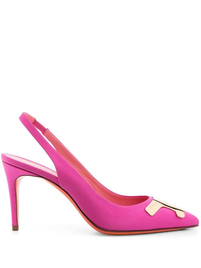 Santoni ribbed-finish 90mm pumps - Pink von Santoni