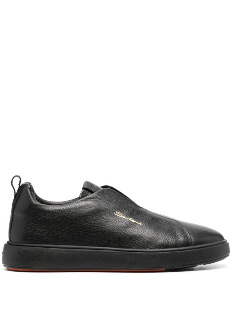 Santoni round-toe leather sneakers - Black von Santoni