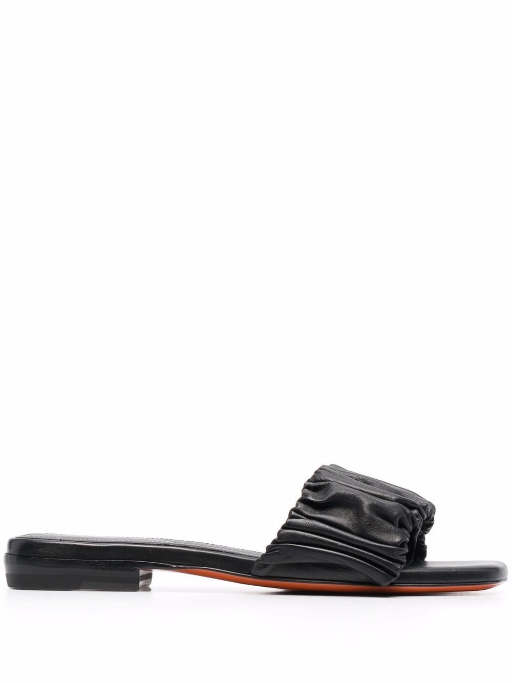 Santoni ruched leather sandals - Black von Santoni