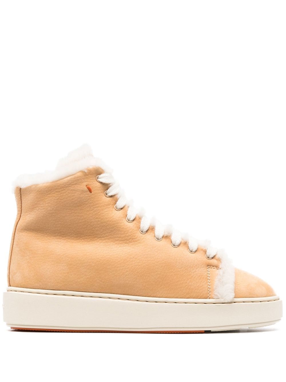 Santoni shearling-trim high-top sneakers - Neutrals von Santoni