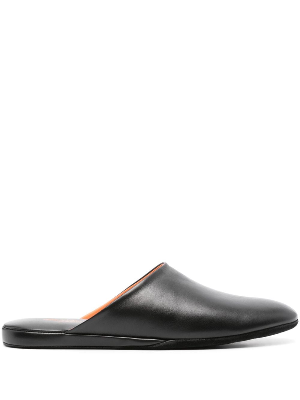 Santoni smooth leather slippers - Black von Santoni