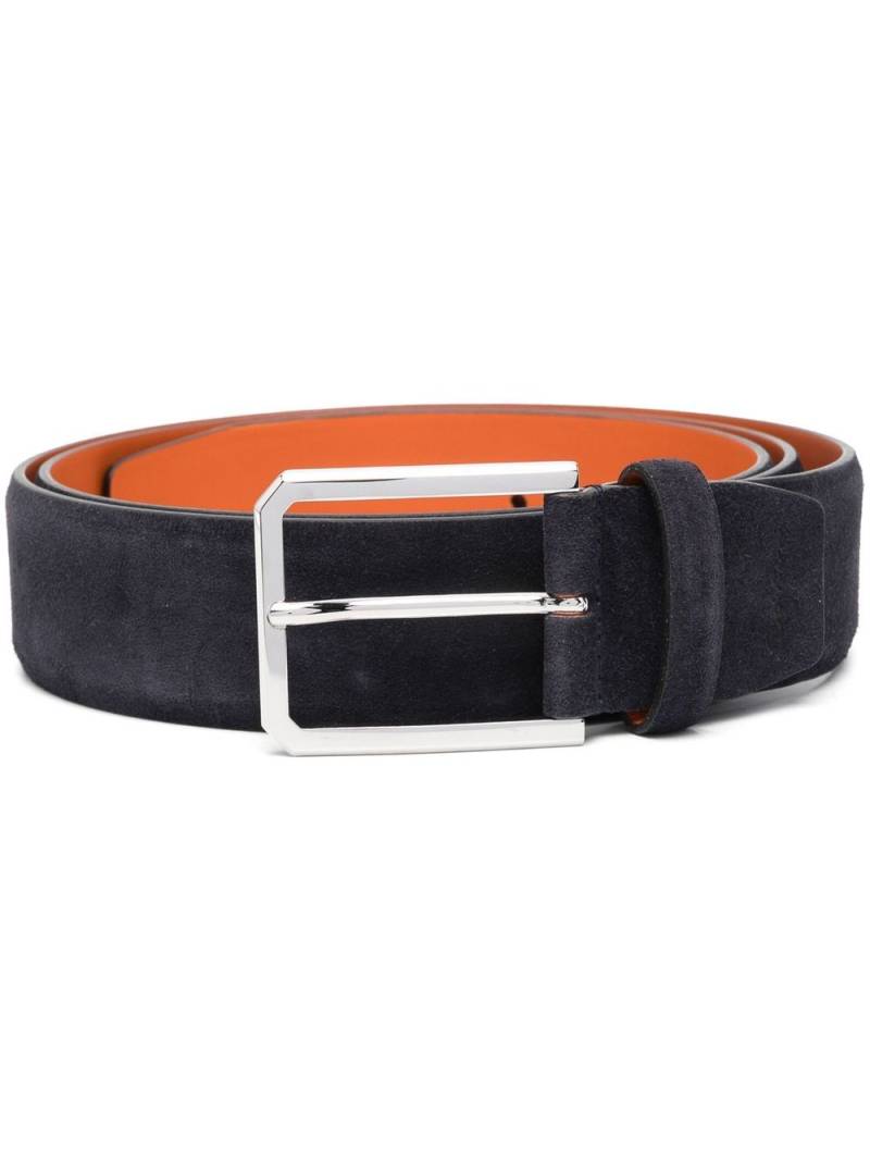 Santoni square-buckle suede belt - Blue von Santoni