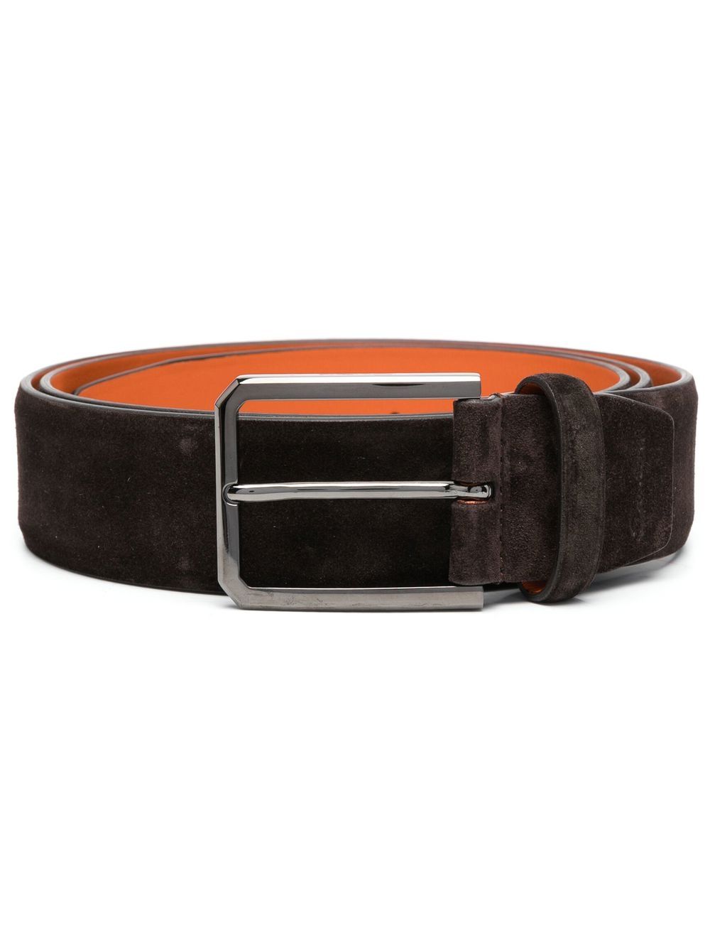 Santoni square-buckle suede belt - Brown von Santoni