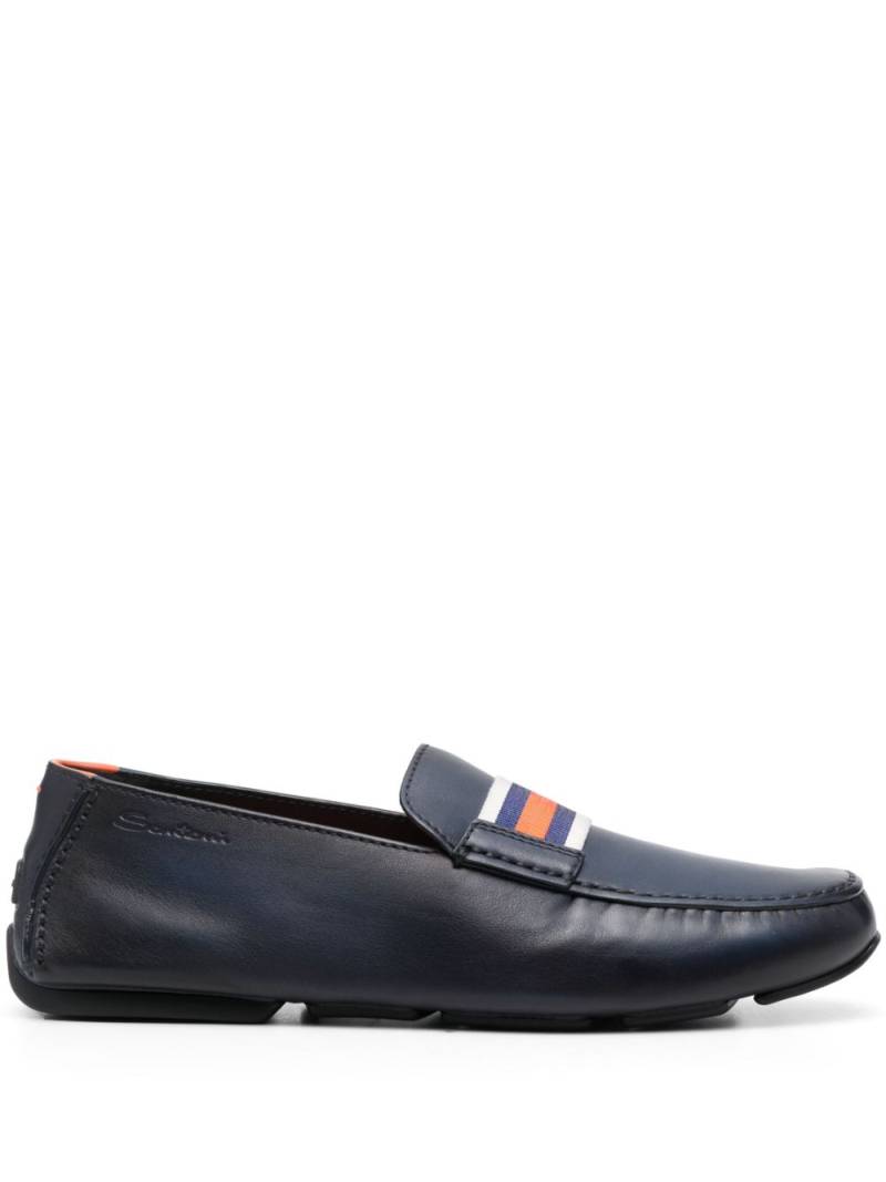 Santoni striped-band leather loafers - Blue von Santoni