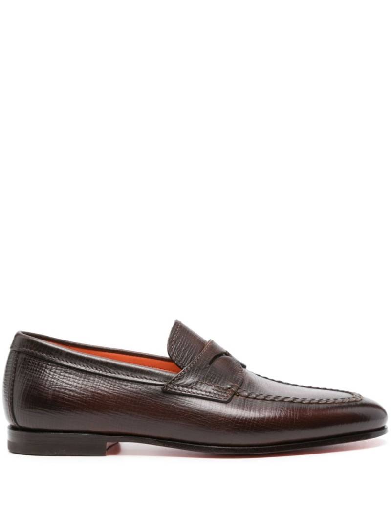 Santoni textured leather loafers - Brown von Santoni