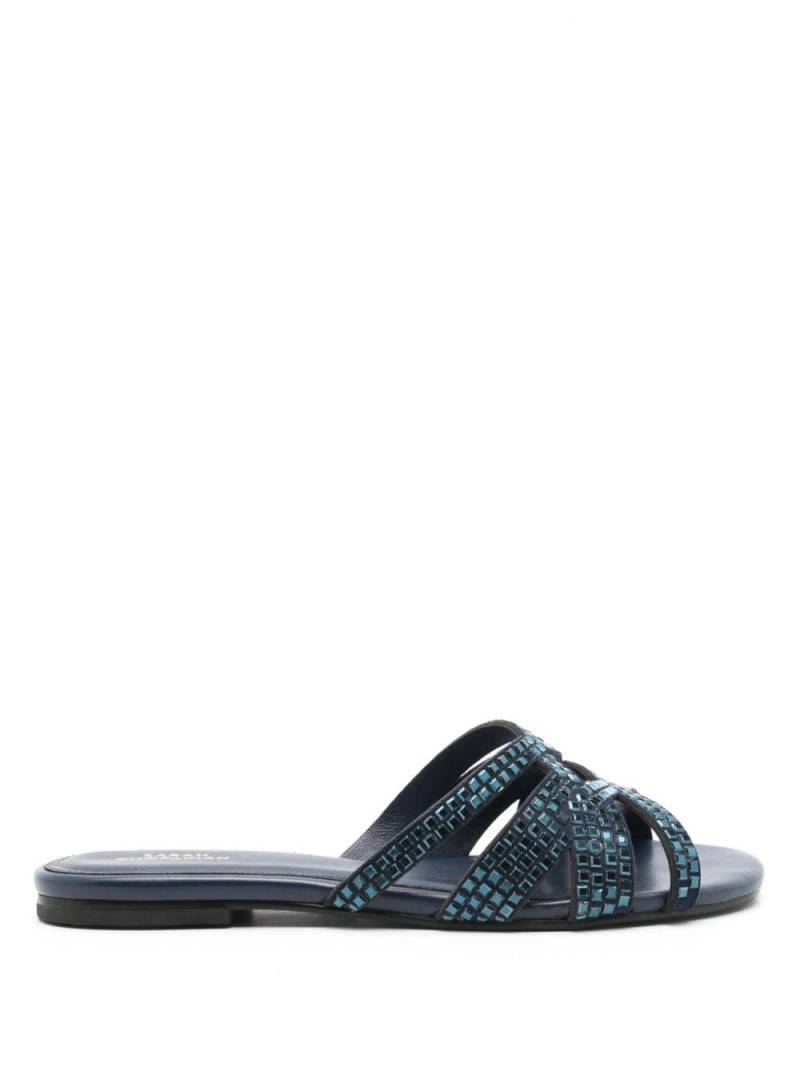 Sarah Chofakian Alix studded leather slides - Blue von Sarah Chofakian