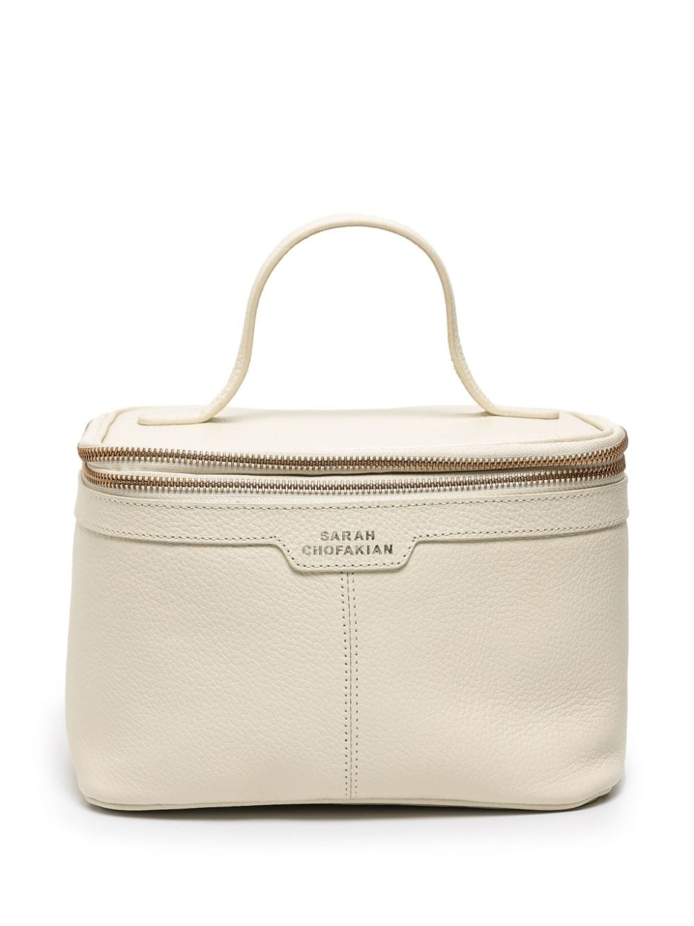 Sarah Chofakian logo-print leather make up bag - White von Sarah Chofakian