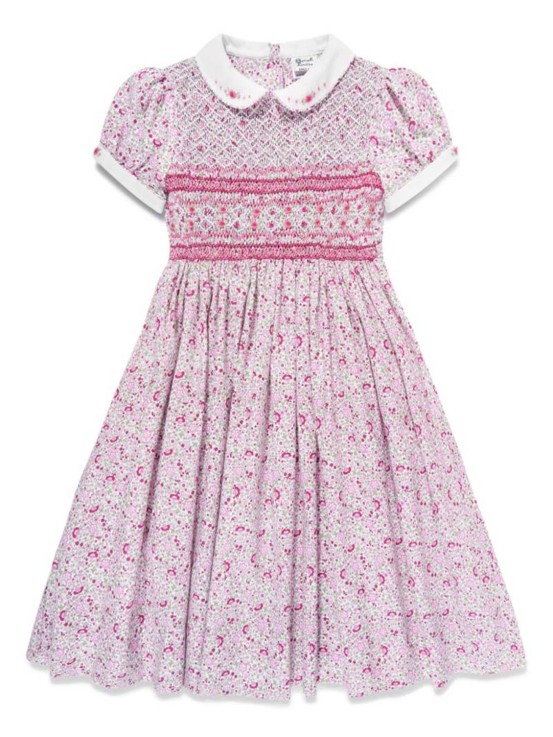 Sarah Louise smocked floral-print dress - Pink von Sarah Louise