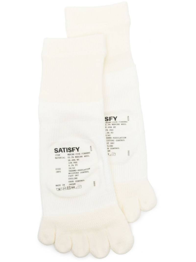 Satisfy merino five-finger toe socks - White von Satisfy