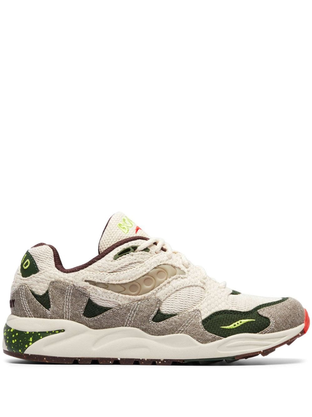 Saucony x Bodega Grid Shadow 2 "Jaunt Woven - Hemp/Acid Lime/Red Alert/Gum" sneakers - Neutrals von Saucony