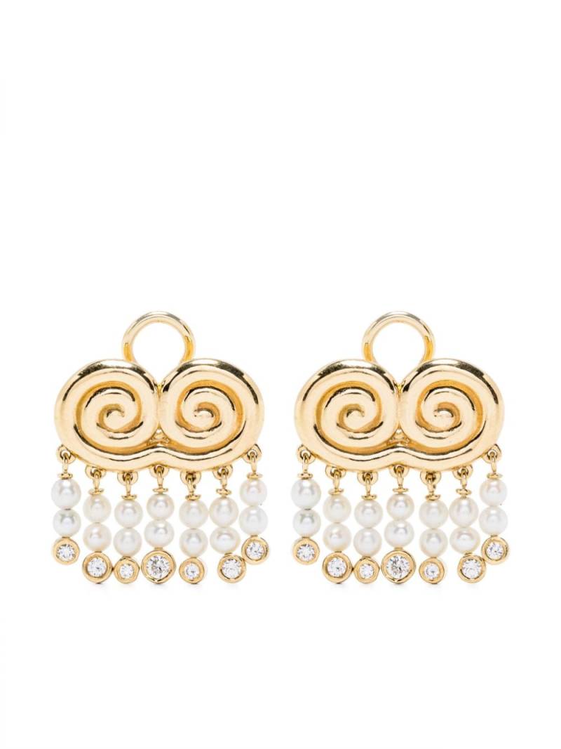 Sauer 18kt yellow gold Agni pearls and diamonds earrings von Sauer