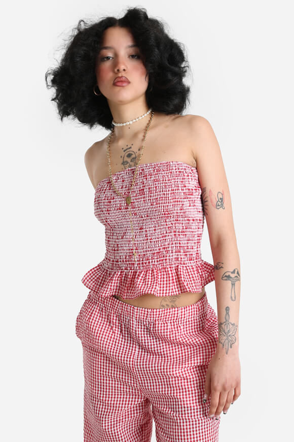 Savage Honey Bandeau Crop Top aus Seersucker | Rot + Weiss | Damen | L Savage Honey Bandeau Crop Top aus Seersucker | Rot + Weiss | Damen | L von Savage Honey