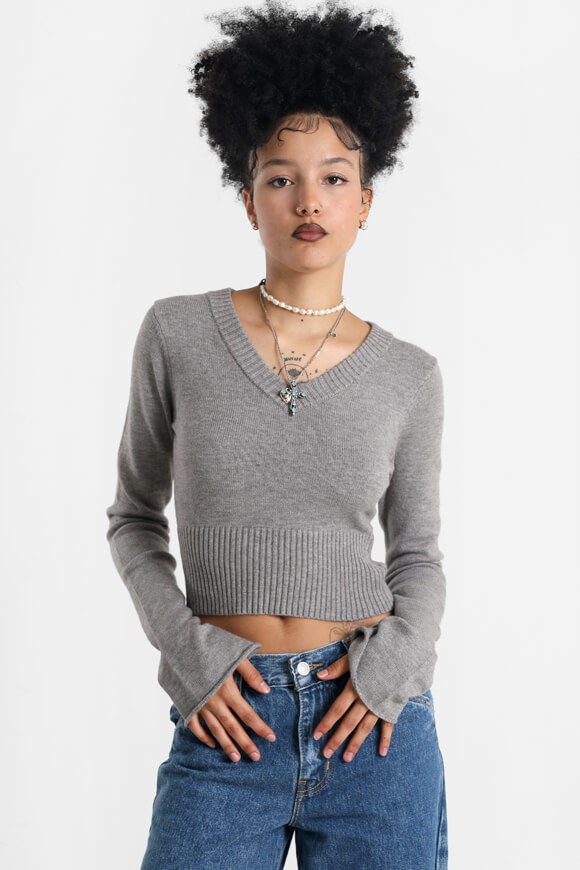 Savage Honey Crop Strickpullover | Grau Melange | Damen  | L von Savage Honey