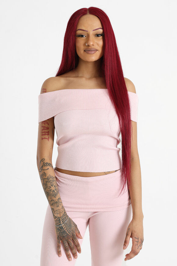 Savage Honey Geripptes Off Shoulder Crop Top | Hellrosa | Damen  | L von Savage Honey