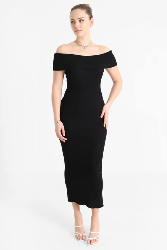 Savage Honey Geripptes Off Shoulder Strickkleid | Schwarz | Damen | S Savage Honey Geripptes Off Shoulder Strickkleid | Schwarz | Damen | S von Savage Honey