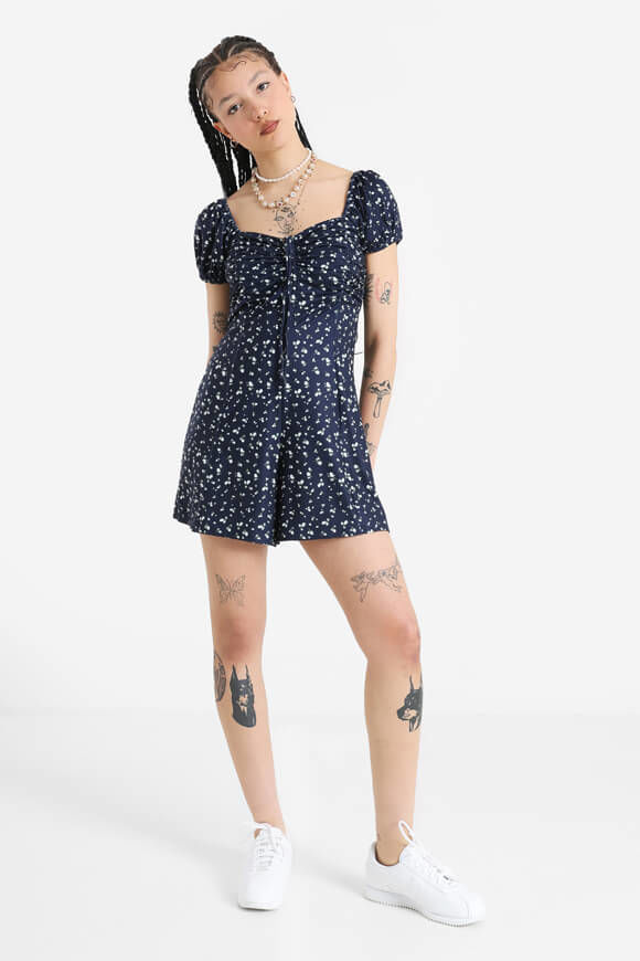 Savage Honey Kurzer Overall | Navy + Grün + Weiss | Damen  | S von Savage Honey