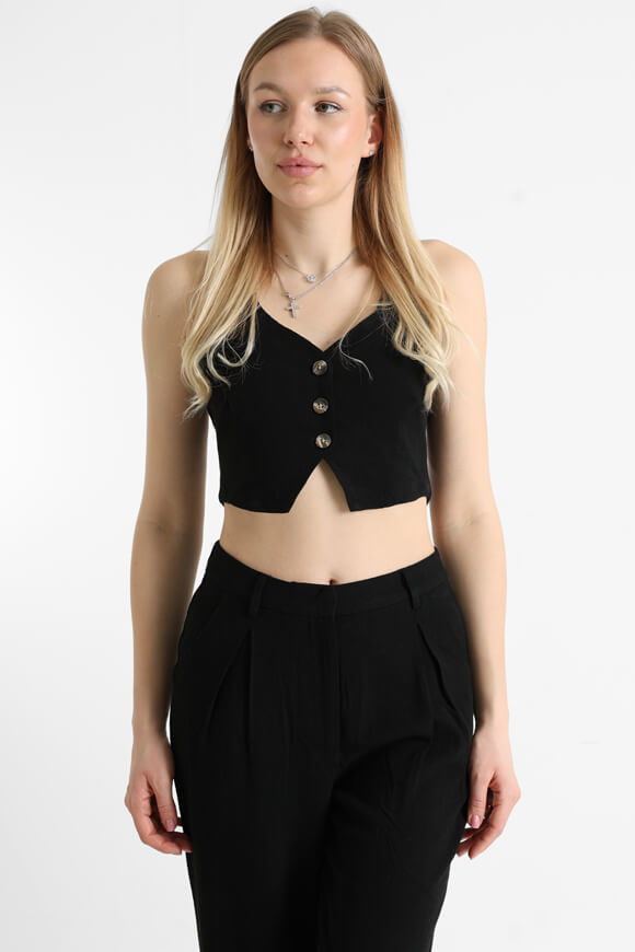 Savage Honey Leinen Neckholder Crop Top | Schwarz | Damen  | S von Savage Honey