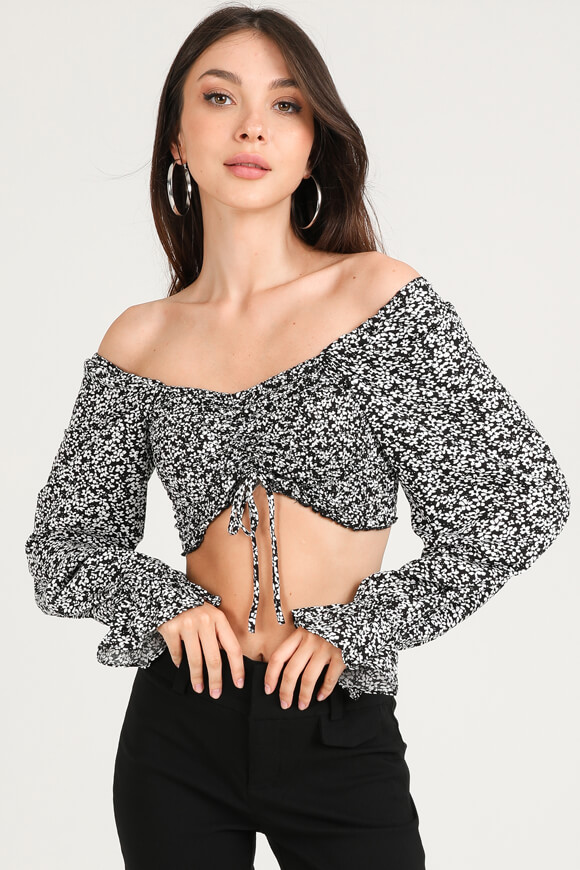 Savage Honey Off Shoulder Crop Bluse | Schwarz | Damen  | XS von Savage Honey