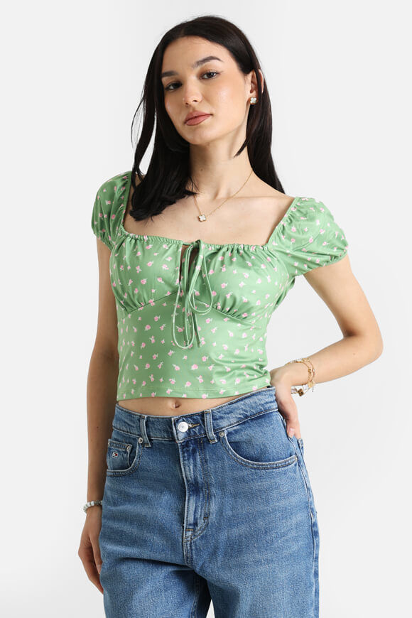 Savage Honey Off Shoulder Crop Shirt | Grün | Damen  | XS von Savage Honey