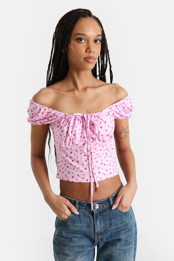 Savage Honey Off Shoulder Crop Shirt | Pink | Damen  | XS von Savage Honey