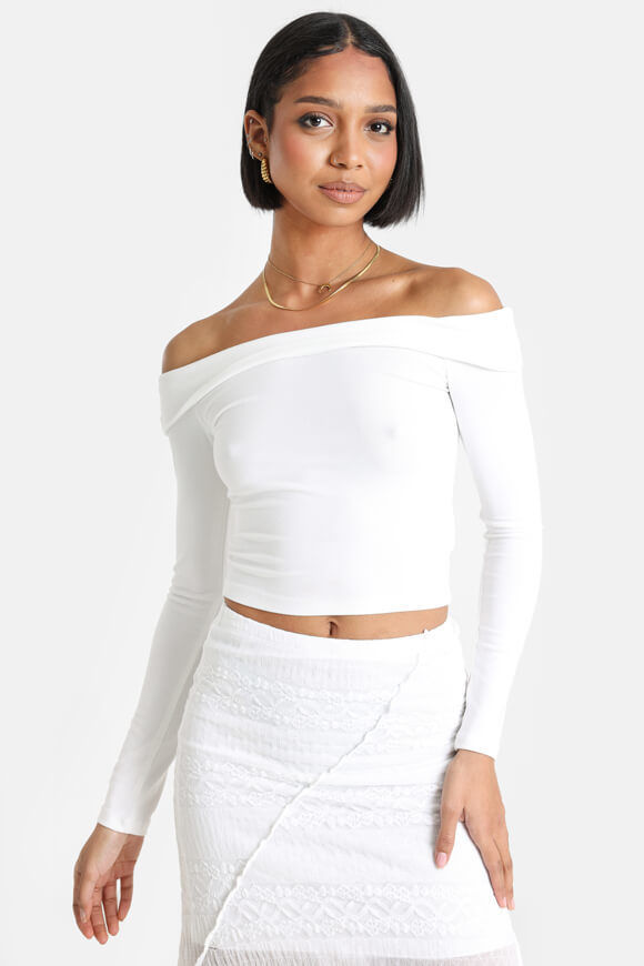 Savage Honey Off Shoulder Langarmshirt | Offwhite | Damen  | L von Savage Honey