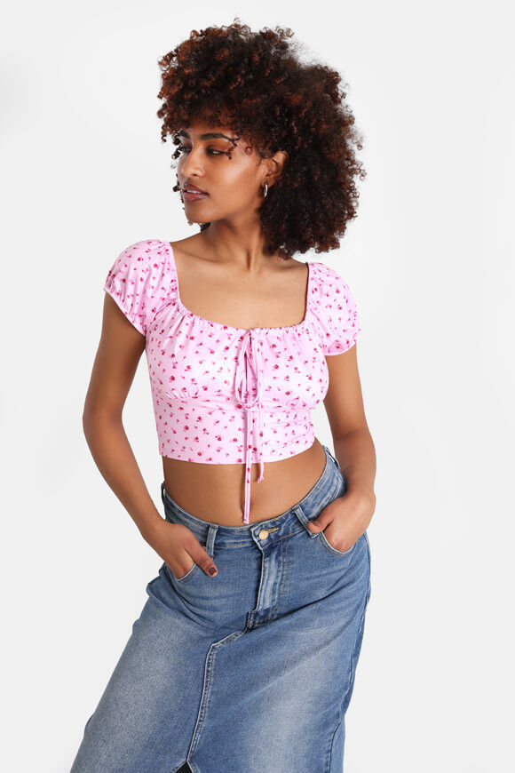 Savage Honey Off Shoulder Crop Shirt | Rosa | Damen  | XS von Savage Honey