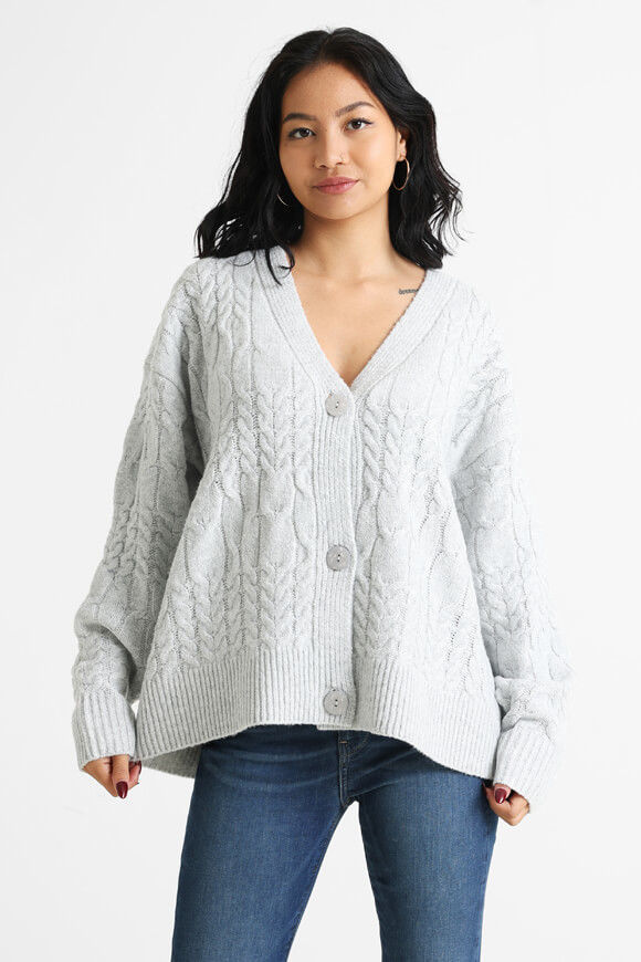 Savage Honey Oversize Cardigan | Hellgrau meliert | Damen  | XS von Savage Honey