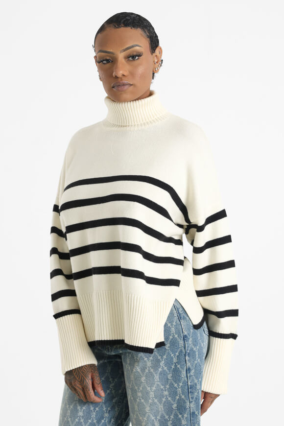 Savage Honey Oversize Rollkragenpullover | Offwhite + Schwarz | Damen  | L von Savage Honey