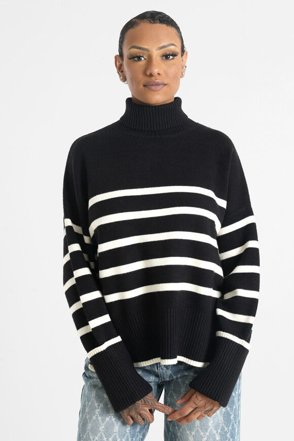 Savage Honey Oversize Rollkragenpullover | Schwarz + Offwhite | Damen  | L von Savage Honey