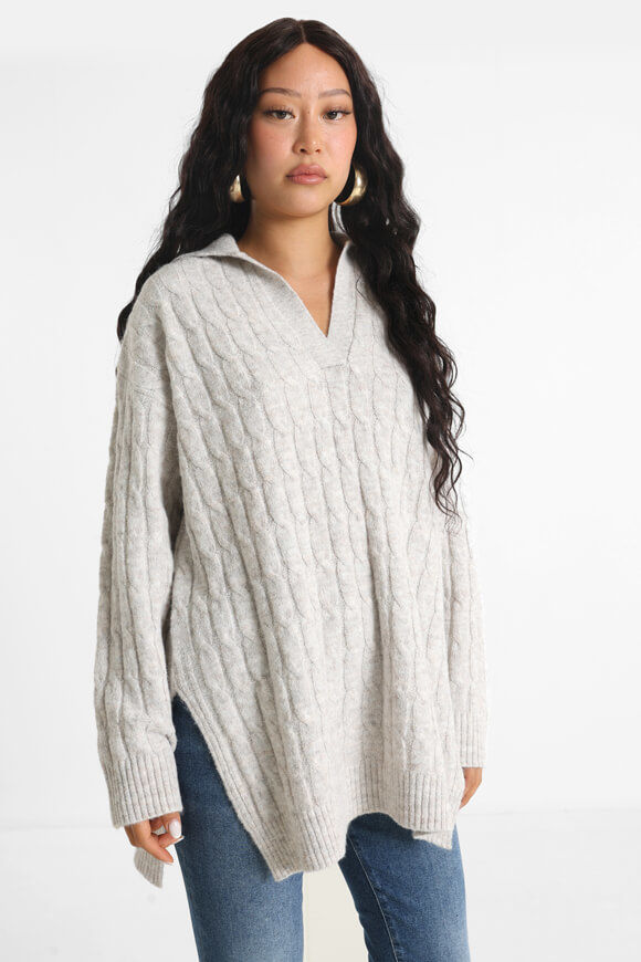 Savage Honey Oversize Strickpullover | Hellbeige meliert | Damen  | L von Savage Honey