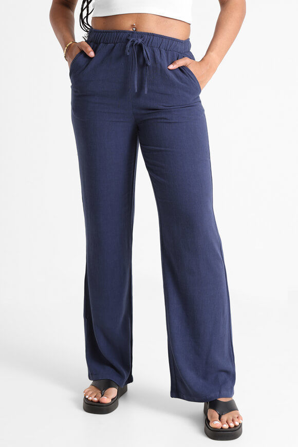 Savage Honey Wide Leg Leinenhose | Navy | Damen  | XS von Savage Honey