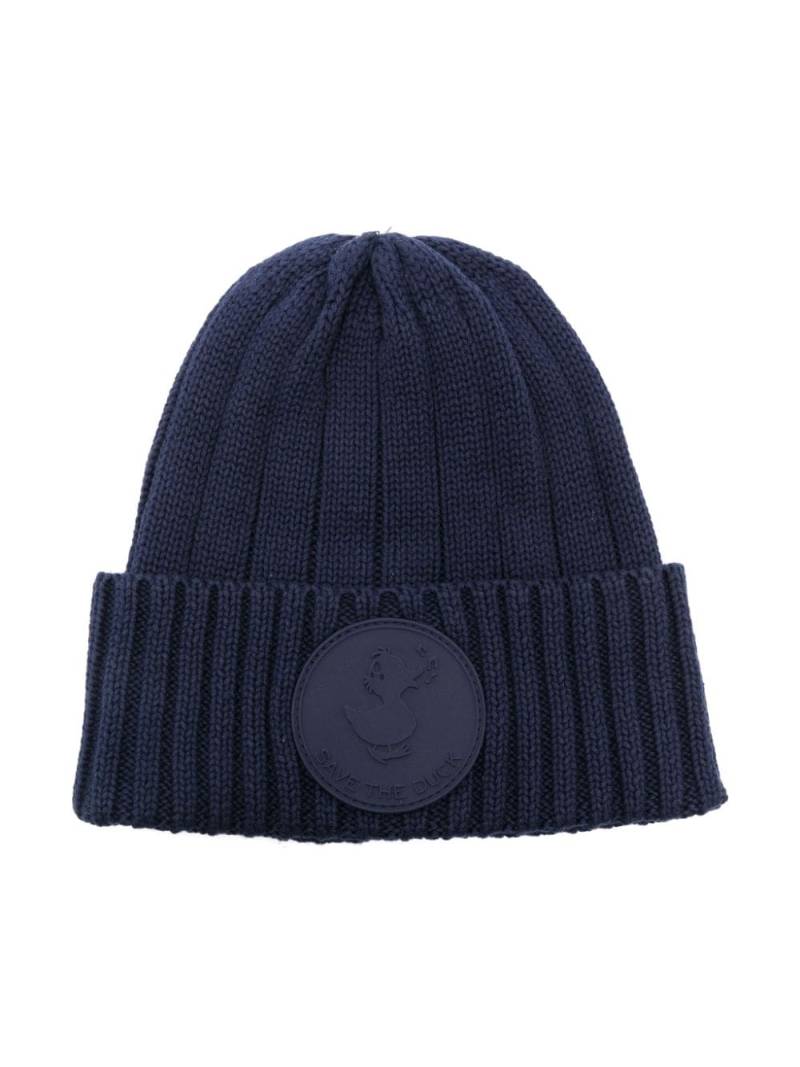 Save The Duck Kids Doyle ribbed cotton beanie - Blue von Save The Duck Kids