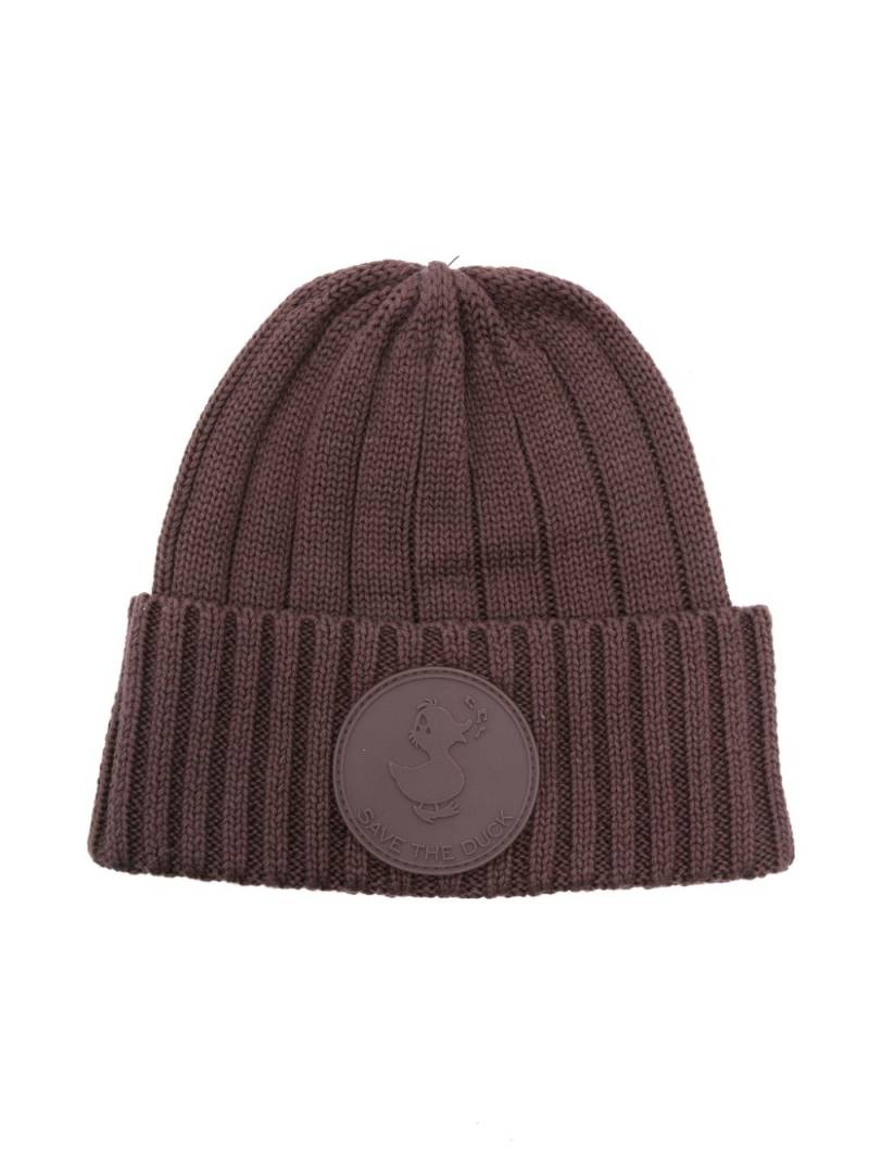 Save The Duck Kids Doyle ribbed cotton beanie - Brown von Save The Duck Kids