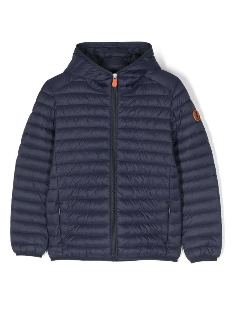 Save The Duck Kids Plumtech hooded puff jacket - Blue von Save The Duck Kids