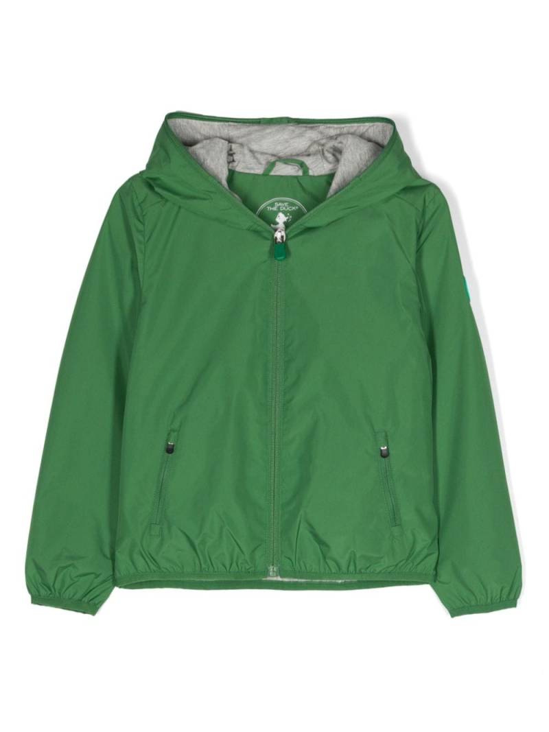 Save The Duck Kids logo-patch hooded jacket - Green von Save The Duck Kids