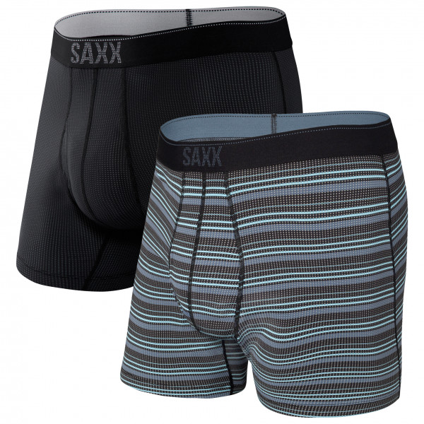 Saxx - Quest Quick Dry Mesh Boxer Brief Fly 2-Pack - Kunstfaserunterwäsche Gr L;M;XXL grau/schwarz von Saxx