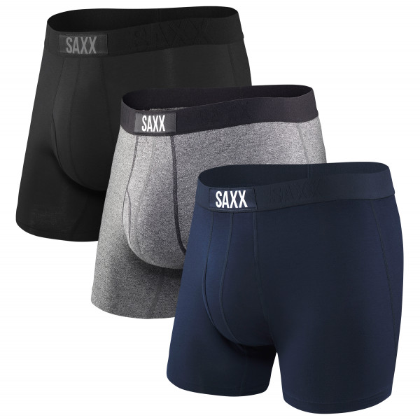 Saxx - Ultra Super Soft Boxer Brief Fly 3-Pack - Kunstfaserunterwäsche Gr L blau von Saxx