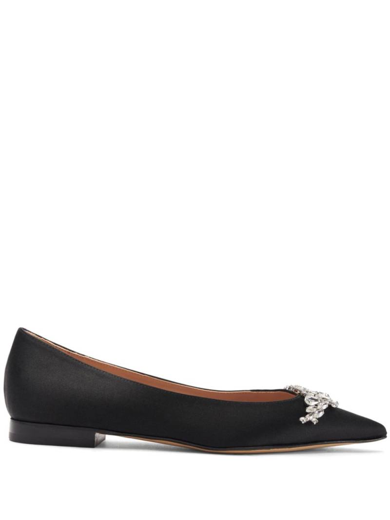 Scarosso Iris crystal-embellished satin ballerinas - Black von Scarosso